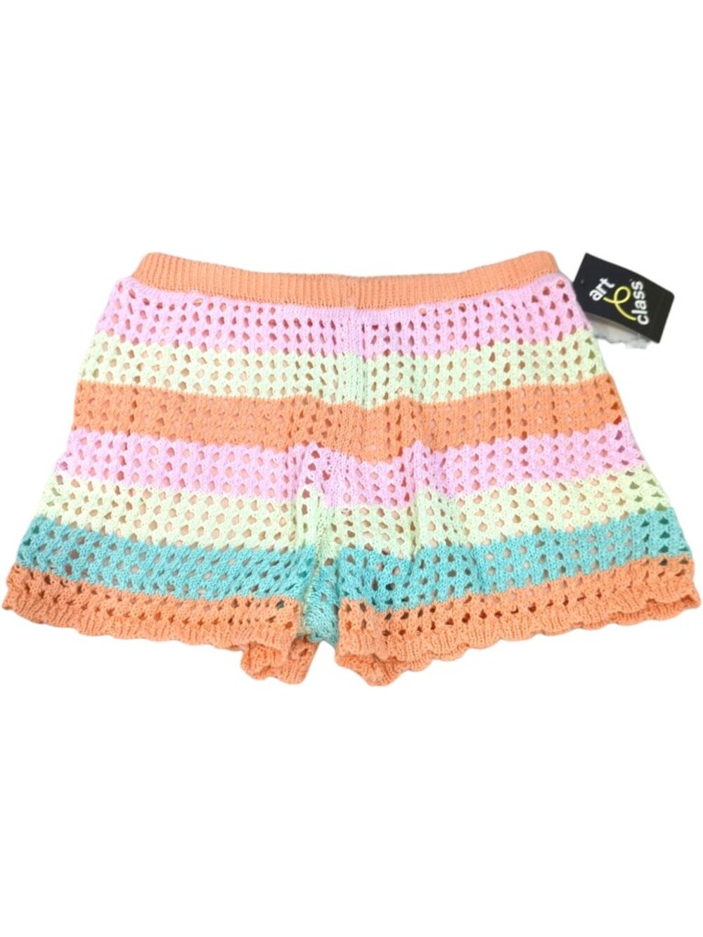 ART CLASS XL 14 Orange Striped Crochet Lined Shorts Girls NEW Summer